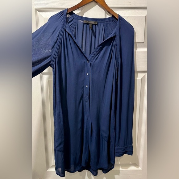 BCBG MAX AZRIA S Navy Blue Tunic Top Dress Rayon Crepe Relaxed R $198 - Picture 5 of 12